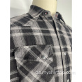 Vasket flanel sort grå plaid shirt